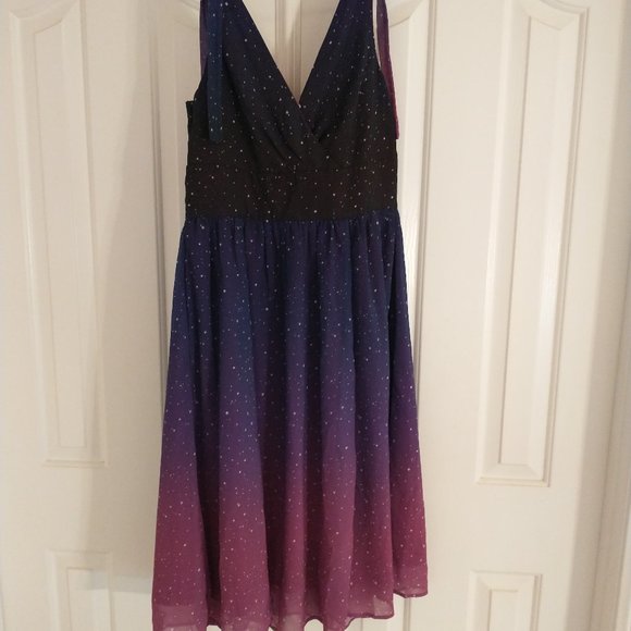 Eshakti ombre celestial stars surplice empire waist dress; Medium/8 - Picture 2 of 5